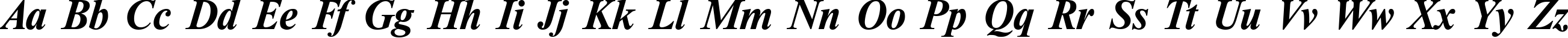 Пример написания английского алфавита шрифтом Newton Bold Italic