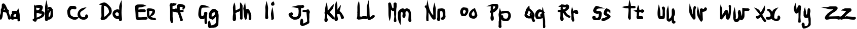 Пример написания английского алфавита шрифтом Ninja Penguin