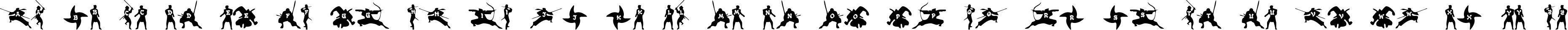 Пример написания английского алфавита шрифтом Ninjas