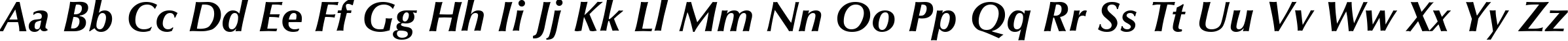 Пример написания английского алфавита шрифтом Optimum Bold Italic