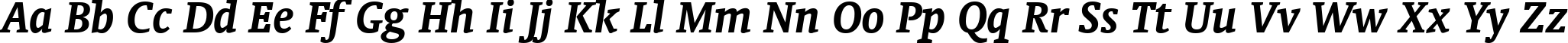 Пример написания английского алфавита шрифтом Oranda Bold Italic BT