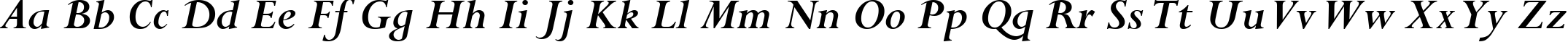 Пример написания английского алфавита шрифтом Perpetua Bold Italic