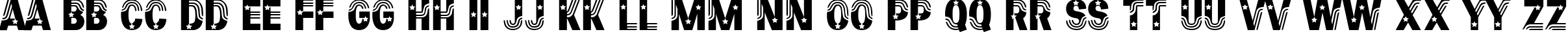 Пример написания английского алфавита шрифтом Sanasoft Stars & Stripes.kz