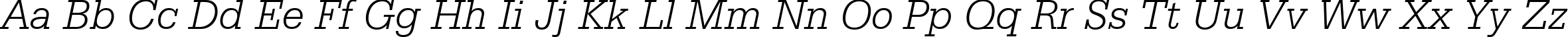 Пример написания английского алфавита шрифтом Serifa Light Italic BT