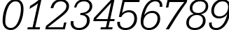Пример написания цифр шрифтом Serifa Light Italic BT