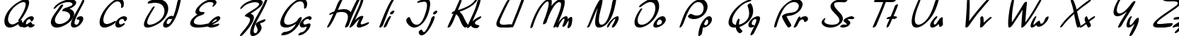 Пример написания английского алфавита шрифтом SF Burlington Script Bold Italic