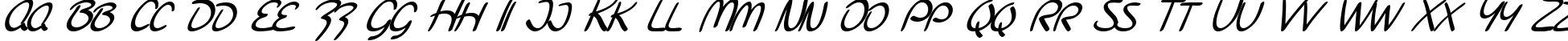 Пример написания английского алфавита шрифтом SF Burlington Script SC Bold Italic