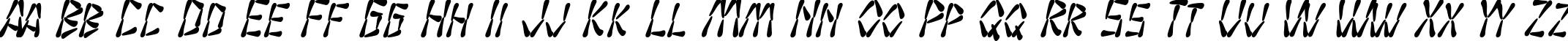 Пример написания английского алфавита шрифтом SF Wasabi Condensed Bold Italic