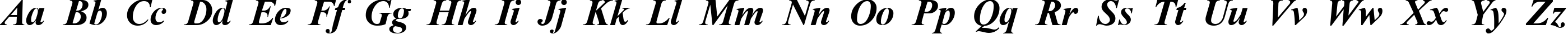 Пример написания английского алфавита шрифтом Time Roman Bold Italic