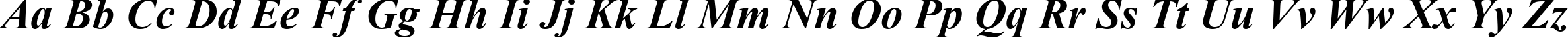 Пример написания английского алфавита шрифтом Times New Roman CE Bold Italic