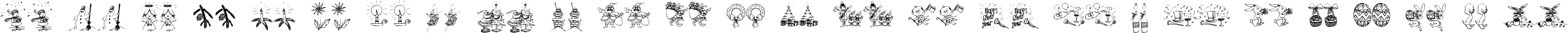 Пример написания английского алфавита шрифтом Typographers Holidayfont