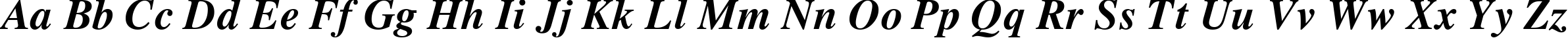 Пример написания английского алфавита шрифтом Vremya Bold Italic