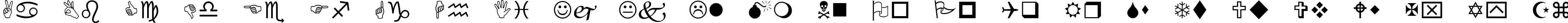 Пример написания английского алфавита шрифтом Wingdings