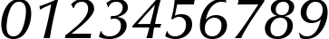 Пример написания цифр шрифтом Zapf Humanist 601 Demi Italic BT