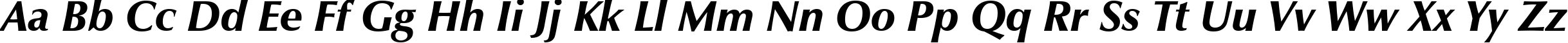Пример написания английского алфавита шрифтом Zapf Humanist 601 Ultra Italic BT