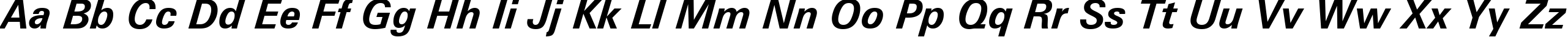 Пример написания английского алфавита шрифтом Zurich Bold Italic BT